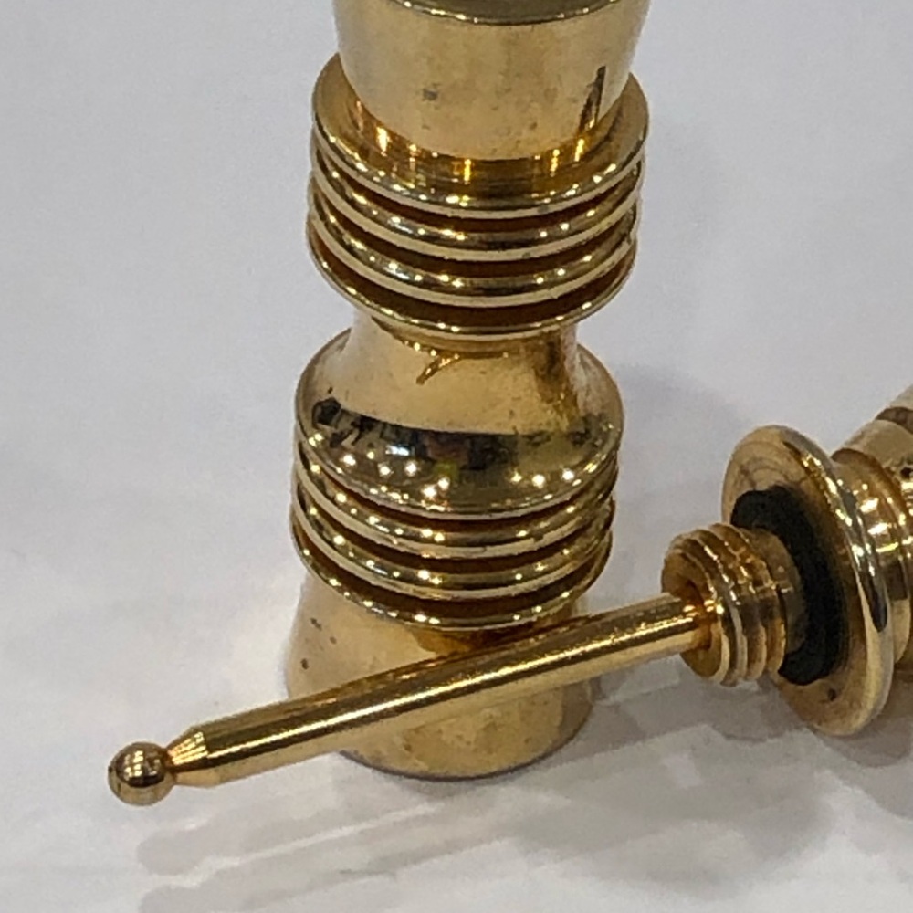 Vintage Gold Tone Brass Cylindrical Shape Portable Purse Travel  Perfume Vial - Picture 7 of 13
